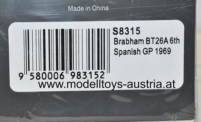 Brabham BT26A Ford 1969 Jacky ICKX Spanien GP 1:43