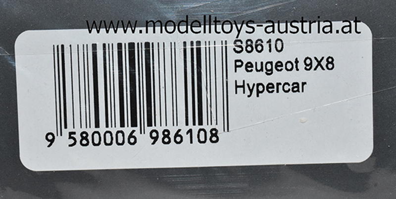 Peugeot 9X8 Hypercar Prototype 2021 grau / schwarz 1:43