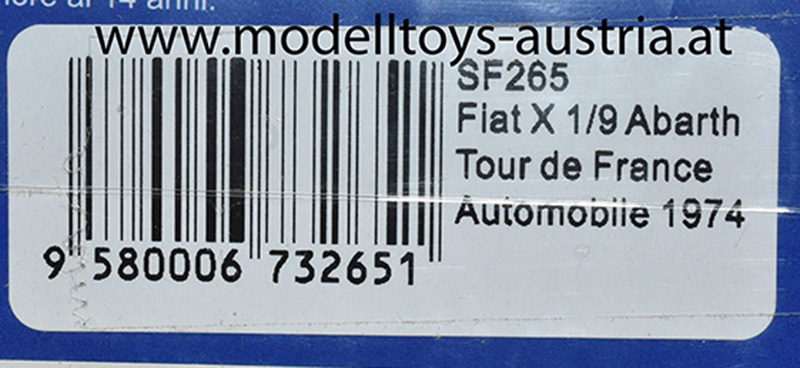 Fiat X 1/9 Abarth 1974 Rally Tour de France Automobile Christine / M. de la Grandrive 1:43