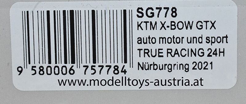 KTM X-BOW GTX 2021 Nürburgring C. Menzel / T. Schrick / J. Dralle / M. Oestreich TRUE RACING 1:43