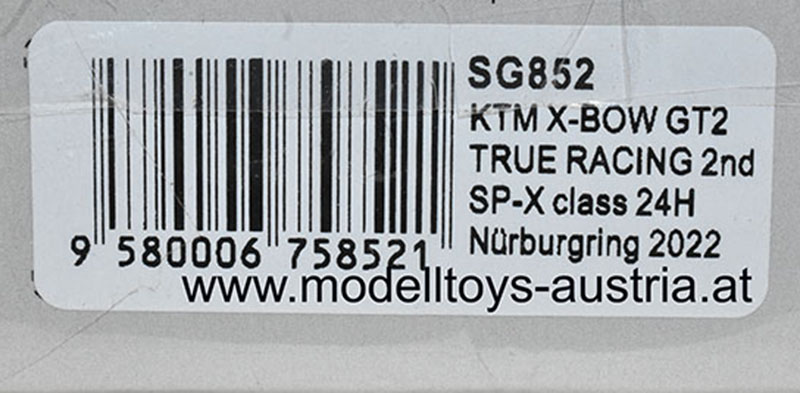 KTM X-Bow GT2 2020 24 Stunden Rennen Nürburgring Reinhard KOFLER / Ferdinand Stuck / Johannes Stuck / Markus Palttala 1:43