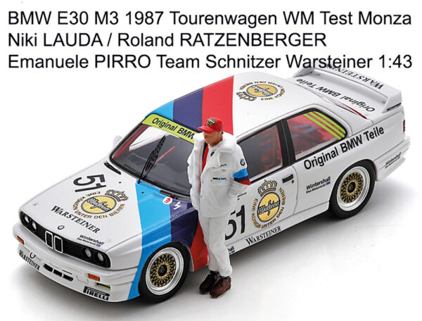 BMW E30 M3 1987 Tourenwagen WM Test Monza Niki LAUDA / Roland RATZENBERGER / Emanuele PIRRO Team Schnitzer Warsteiner 1:43