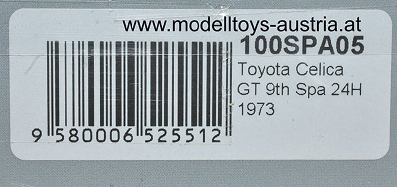 Toyota Celica TA22 GT 1973 Spa 24 Stunden Rennen ANDERSSON / KOTTULINSKY 1:43