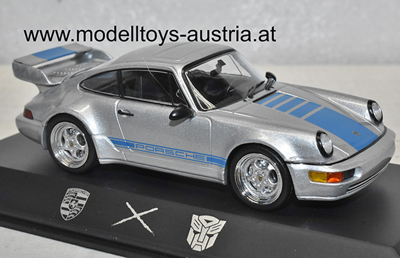 Porsche 911 / 964 Coupe Carrera RS 3.8 TRANSFORMERS MIRAGE silber / blau 1:43