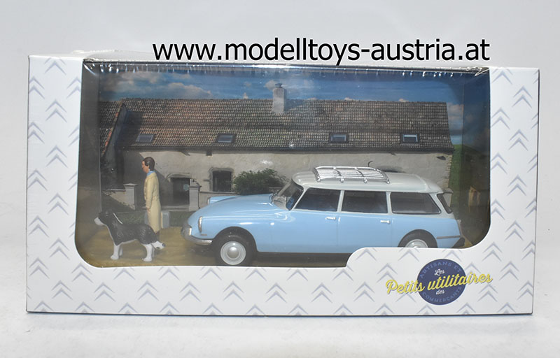 Citroen DS19 DS 19 Kombi Break DER TIERARZT hellblau / weiss 1:43 Diorama