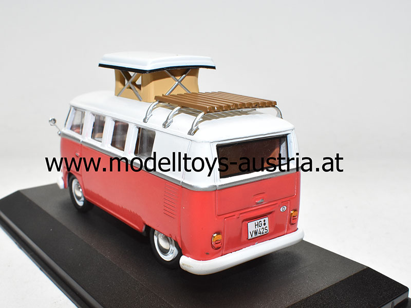 VW T1 Bus Transporter SO42 Westfalia Camper 1966 weiss / rot 1:43