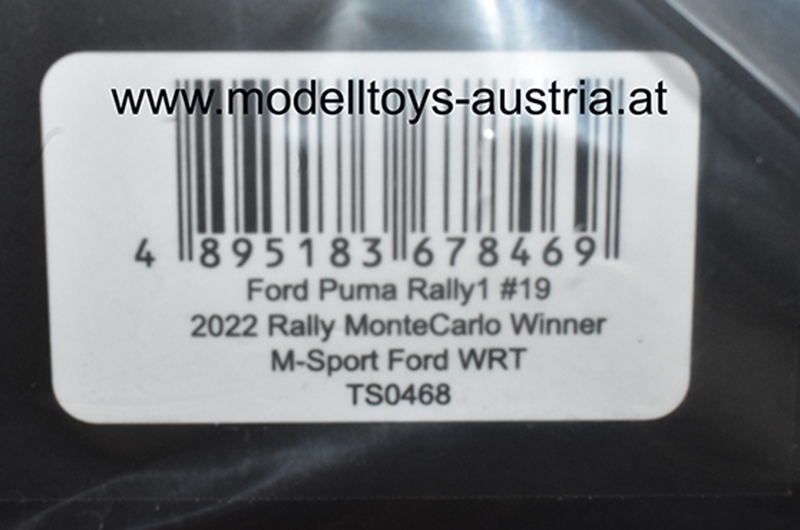 Ford Puma 2022 Rally Monte Carlo Sieger Sebastien LOEB / Isabelle GALMICHE Red Bull 1:18