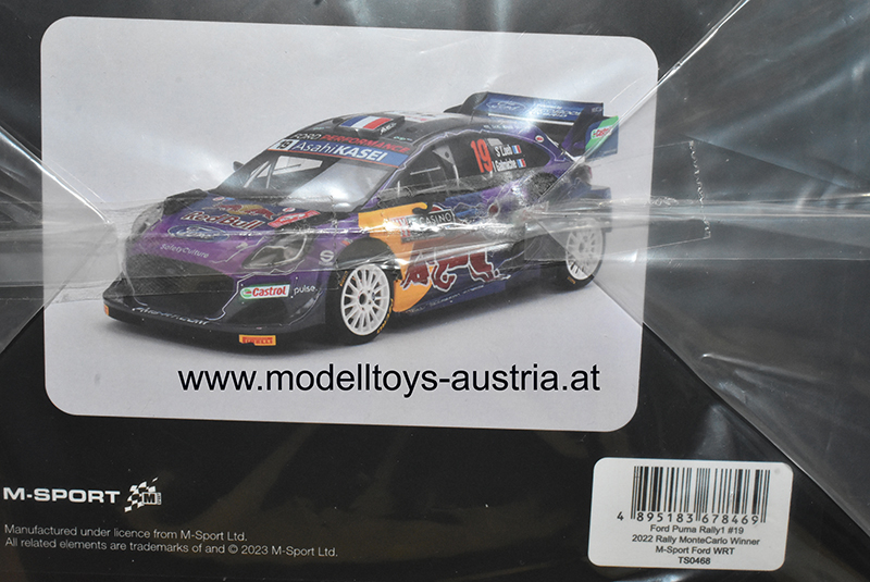 Ford Puma 2022 Rally Monte Carlo Sieger Sebastien LOEB / Isabelle GALMICHE Red Bull 1:18