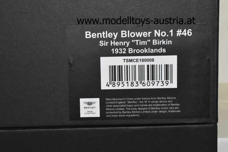 Bentley Blower No.1 Brooklands 1932 Sir Henry Tim Birkin 1:18