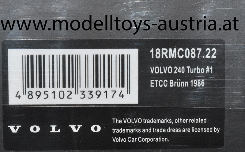 Volvo 240 Turbo 1986 ETCC Brünn J. Cecotto / A. Olofsson 1:18