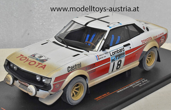 Toyota Celica 2000 GT RA21 1977 Rally RAC J - L. Therier / M. Vial 1:18