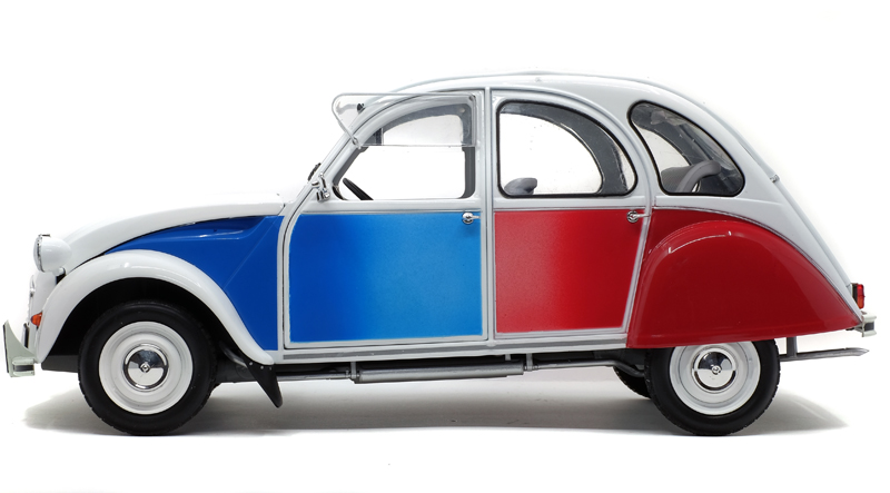 Citroen 2CV 2 CV 6 COCORICO 1986 weiss / rot / blau 1:12