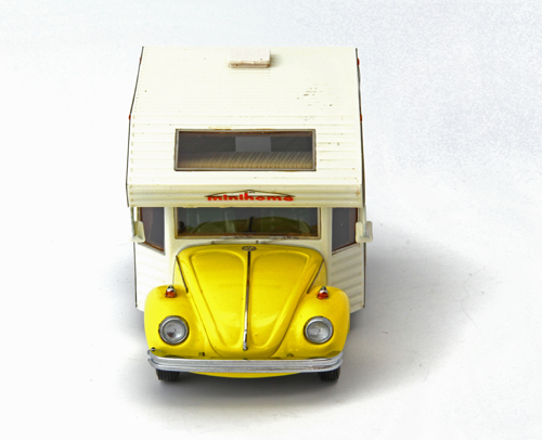 VW Käfer Minihome Motorhome Camper Caravan Campingbus 1977 gelb / weiss 1:43