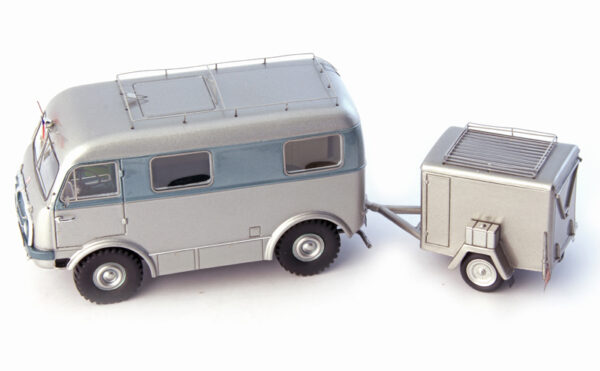 Tatra T805 H + Z Zugmaschine und Hänger 1953 silber / blau 1:43
