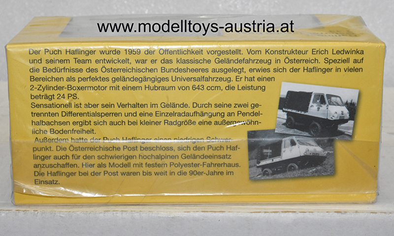 Steyr Puch Haflinger 703 APK mit Fiberglas Karosserie 1959 ÖSTERREICHISCHE POST 1:43