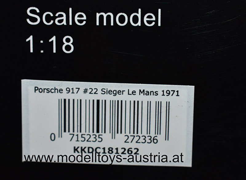Porsche 917 Kurzheck 1971 Le Mans Sieger Dr. Helmut MARKO / Gijs van LENNEP 1:18 KK-Scale