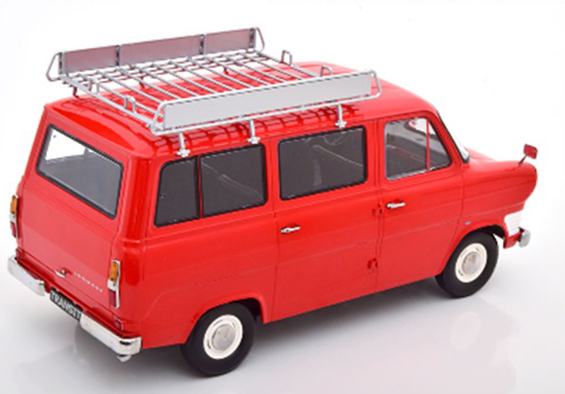 Ford Transit Bus 1965 mit Dachgepäckträger rot 1:18