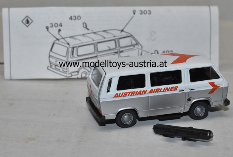 VW T3 Bus AUSTRIAN AIRLINES silber / weiss1:87 HO
