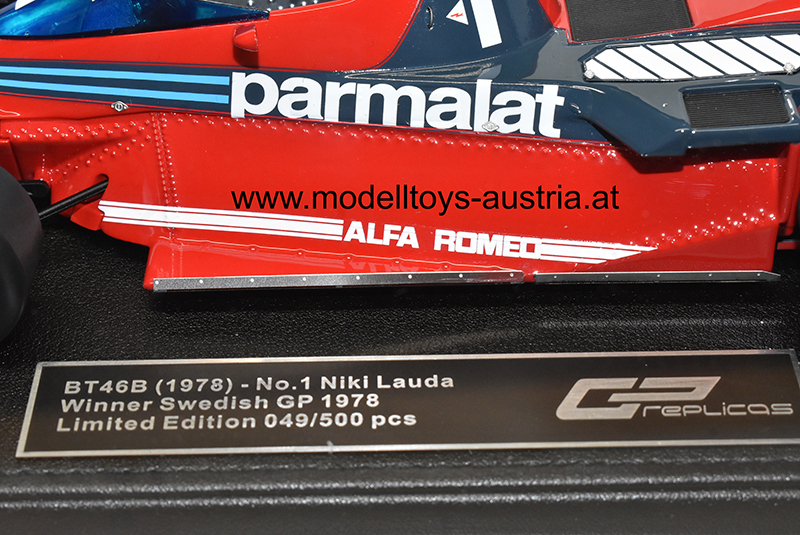 Brabham BT46B Alfa FANCAR Staubsauger 1978 Niki LAUDA Sieger Schweden GP Anderstorp 1:18
