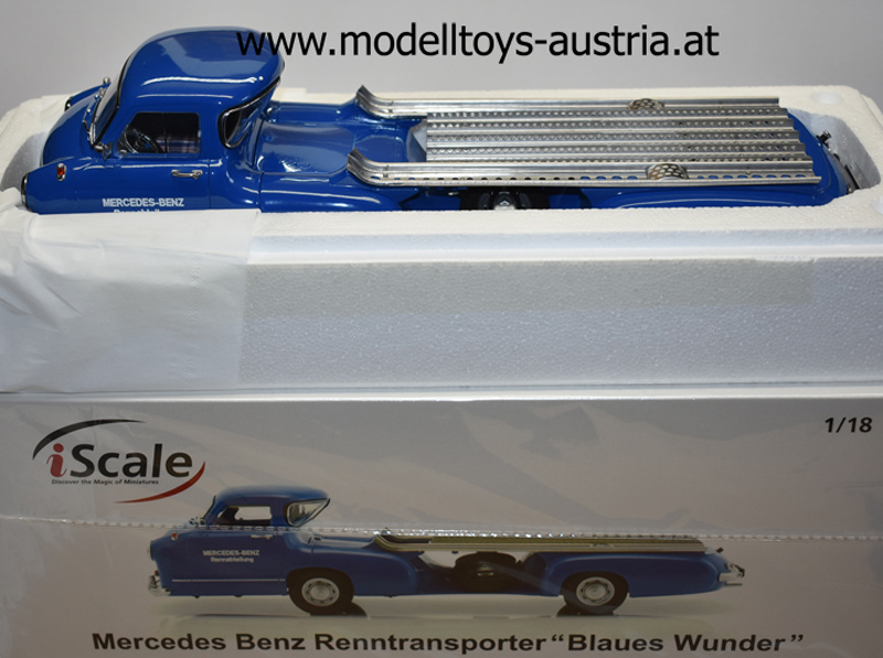 Mercedes Benz Renntransporter Race Truck 1955 Das blaue Wunder 1:18