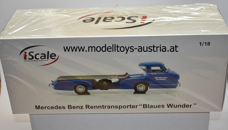 Mercedes Benz Renntransporter Race Truck 1955 Das blaue Wunder 1:18