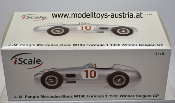 Mercedes Benz W196 1955 Juan Manuel FANGIO Weltmeister Sieger Belgien GP 1:18