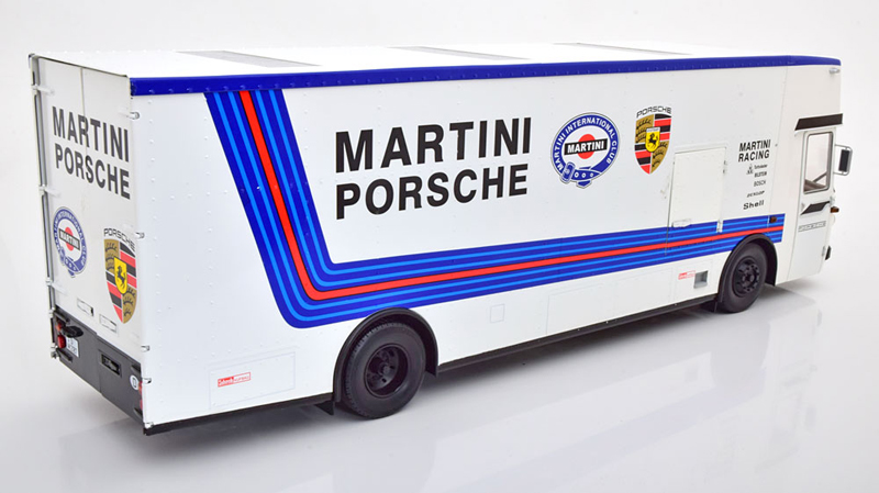Mercedes O317 Porsche Rentransporter Martini 1968 weiss 1:18