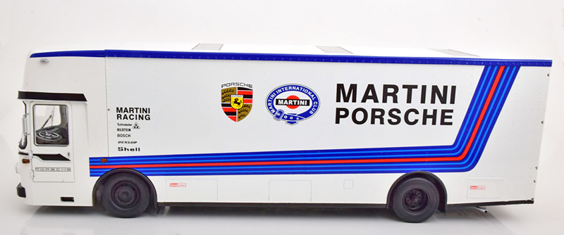 Mercedes O317 Porsche Rentransporter Martini 1968 weiss 1:18