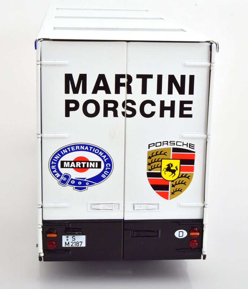 Mercedes O317 Porsche Rentransporter Martini 1968 weiss 1:18