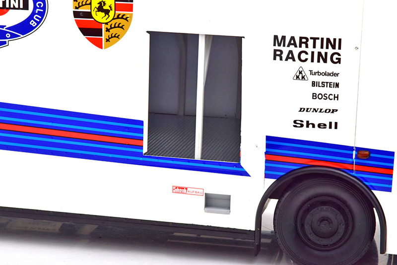 Mercedes O317 Porsche Rentransporter Martini 1968 weiss 1:18