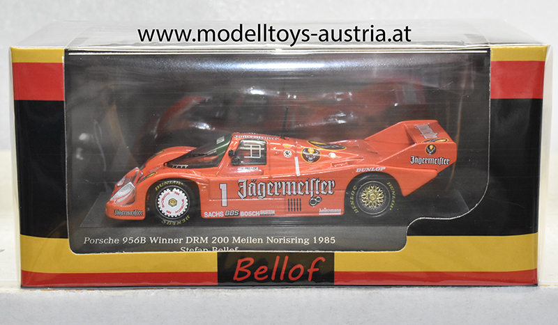 Porsche 956B 1985 DRM 200 Meilen Norisring Sieger Stefan BELLOF Jägermeister 1:43