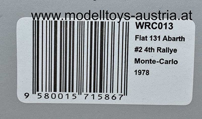 Fiat 131 Abarth 1978 Rally Monte Carlo Walter RÖHRL / Christian GEISTDÖRFER 1:43
