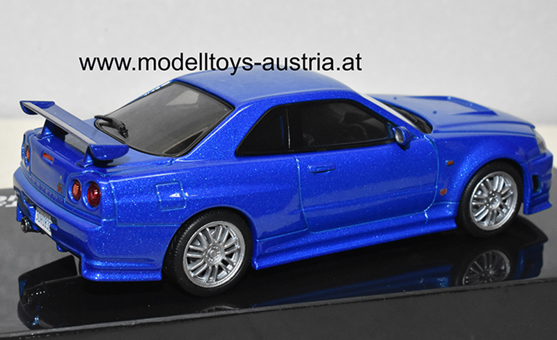 Nissan Skyline R34 GT-R 2000 Fast & Furious blau metallik 1:43
