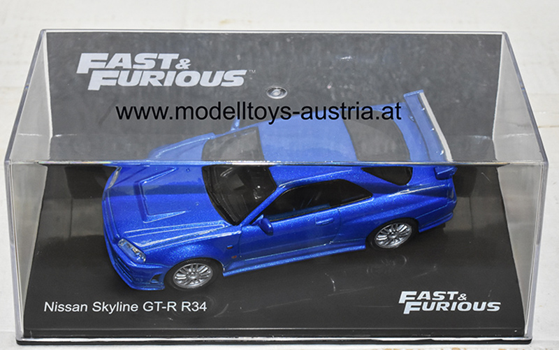 Nissan Skyline R34 GT-R 2000 Fast & Furious blau metallik 1:43