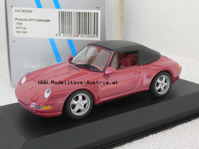 Porsche 911 993 Cabrio Soft Top 1994 rot metallik 1:43