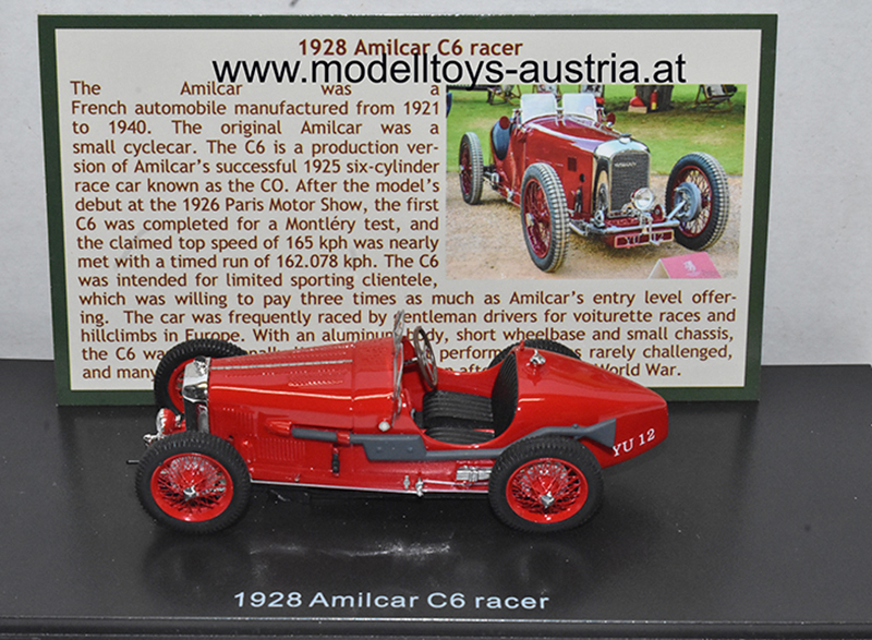 Amilcar C6 Racer 1928 rot 1:43 mit Scheinwerfer