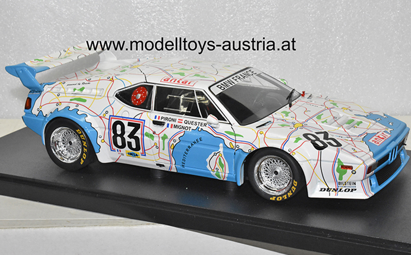 BMW M1 1980 Le Mans Dieter QUESTER / PIRONI / MIGNOT Carte de France 1:18