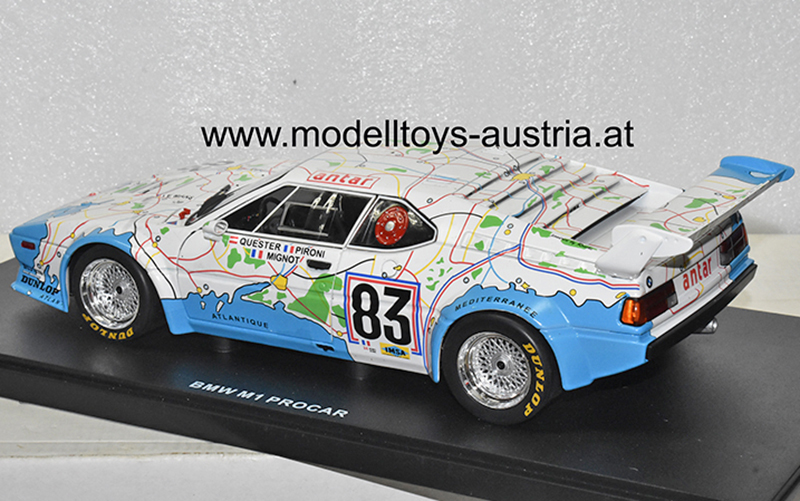 BMW M1 1980 Le Mans Dieter QUESTER / PIRONI / MIGNOT Carte de France 1:18