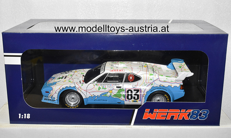 BMW M1 1980 Le Mans Dieter QUESTER / PIRONI / MIGNOT Carte de France 1:18