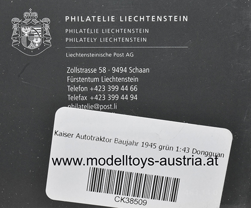 Kaiser Autotraktor 1945 grün / braun 1:43 Philatelie Liechtenstein