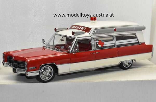 Cadillac High Top Krankenwagen weiss / rot 1966 1:18 Precision Miniatures