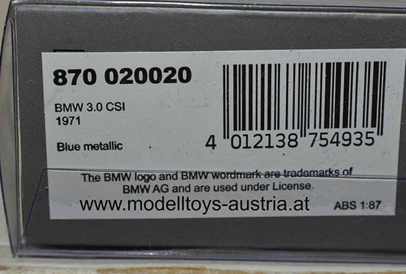 BMW E9 3.0 CSI Coupe 1971 blau metallik 1:87 H0 – Bild 2