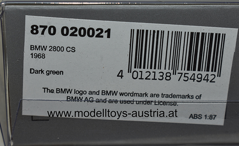 BMW E9 2800 CS Coupe 1968 dunkel grün 1:87 H0 – Bild 2