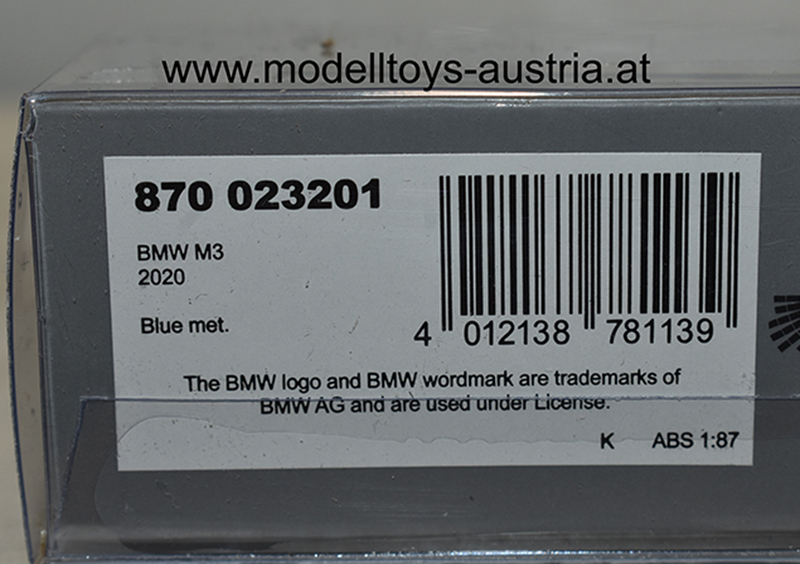 BMW G80 M3 2020 blau metallik 1:87 H0 – Bild 2